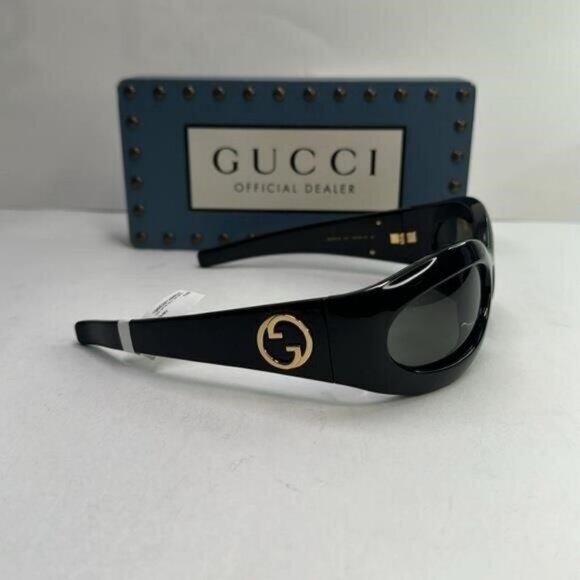 New Authentic GUCCI GG1247s 001 Black/Gold Oval sunglasses","description":"Gucci - Picture 12 of 12